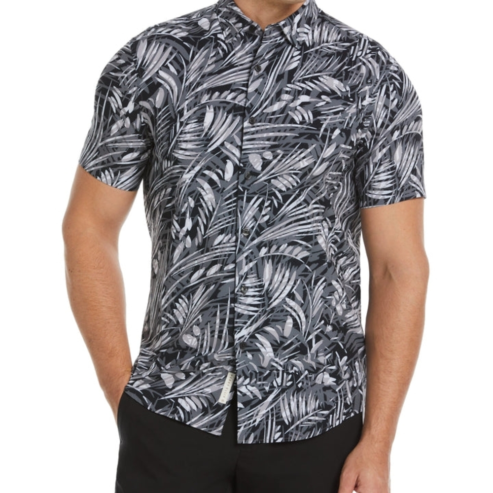 NWT Perry Ellis Black and White Casual Button Down Shirt